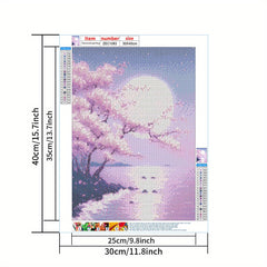 Cherry Flowers Moon River Diamond Painting DIY Adult Round Home Decor