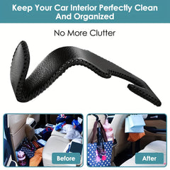 2Pcs Leather Hanger Hooks Instantly Upgrade Car Interior Handbag Holder