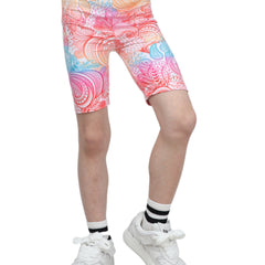 Toddler Girls Colorful Bohemian Abstract Graphic Elastic Waist Biker Shorts