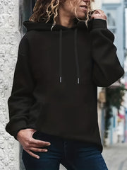 Solid Drawstring Loose Hoodie Casual Hooded Pocket Sweatshirt