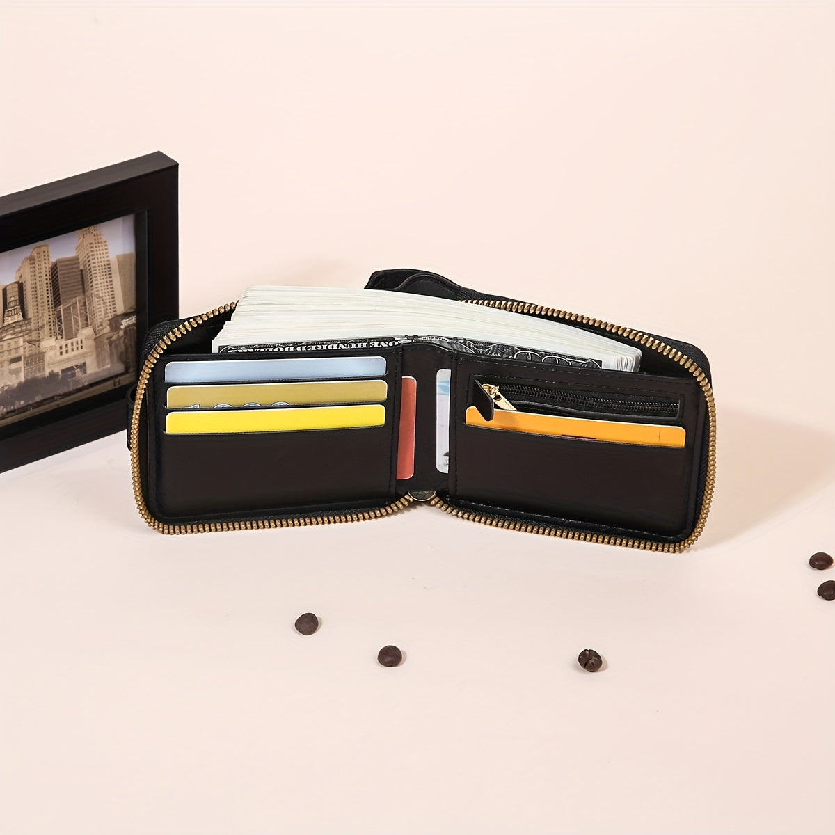 Business Flap Card Slot Zipper Wallet