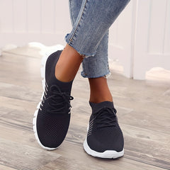 Women's Lace Up Knit Running Shoes Mesh Breathable Sneakers