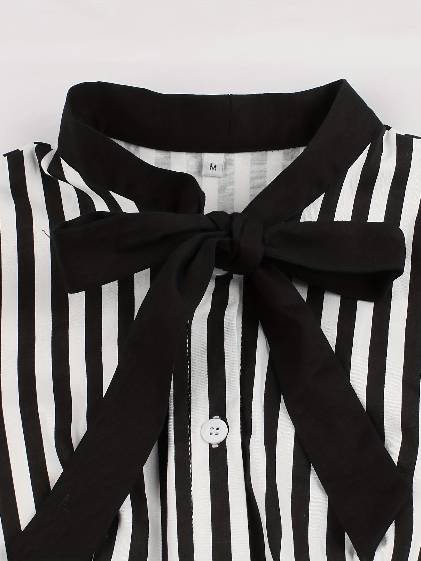 Stripe Print Button Up Short Sleeve Dress