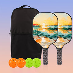 2pcs Fiberglass Pickleball Rackets & Balls Set for Competitive Sports