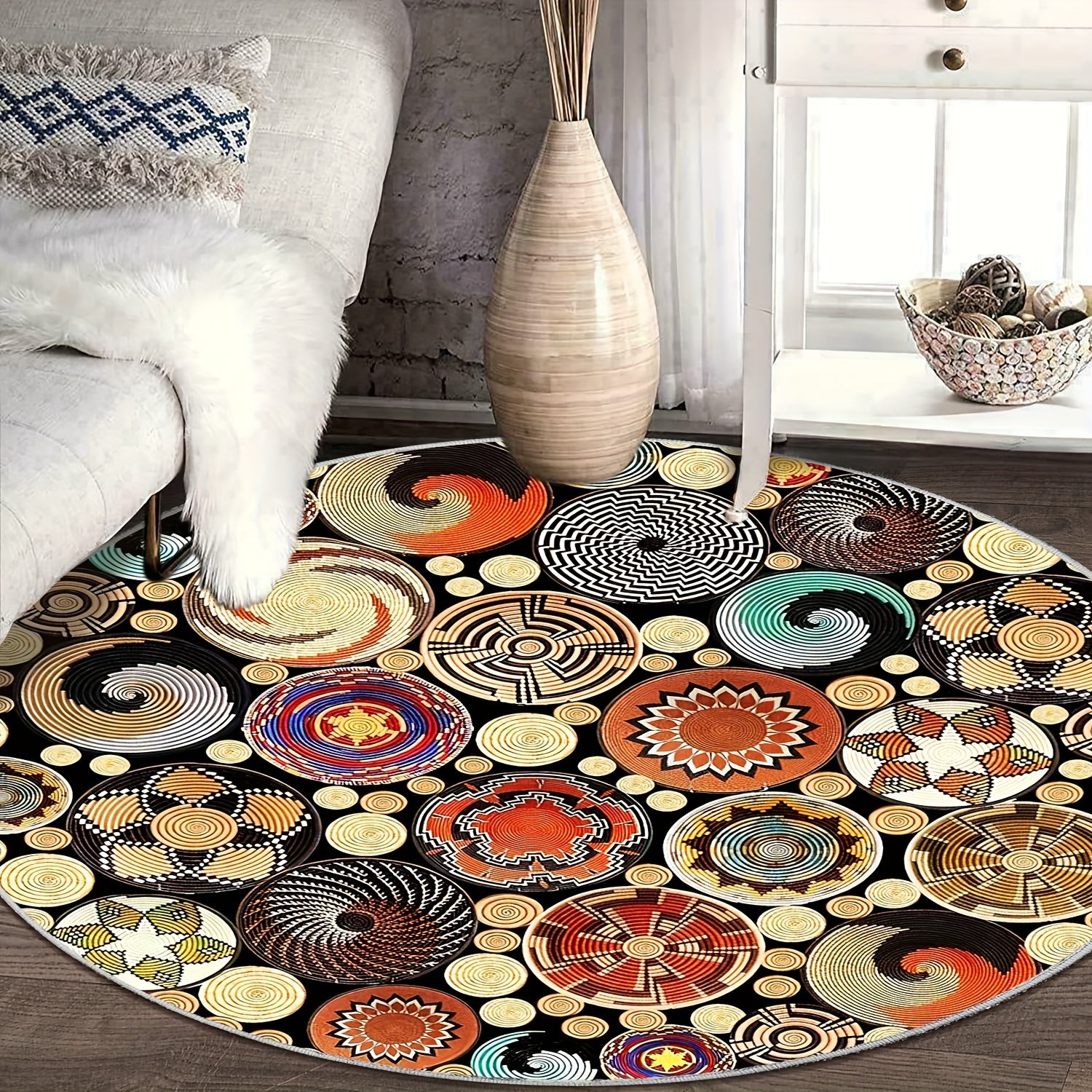 Abstract Modern Round Rug For Living Room Bedroom Kitchen