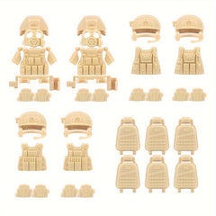 Soldier Kits Body Armor Gas Mask Knee Brace Backpack Building Blocks Toy
