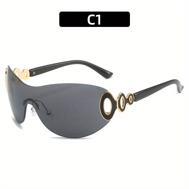 Y2K Rimless Sunglasses Gradient Shield UV400