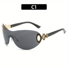 Y2K Rimless Sunglasses Gradient Shield UV400