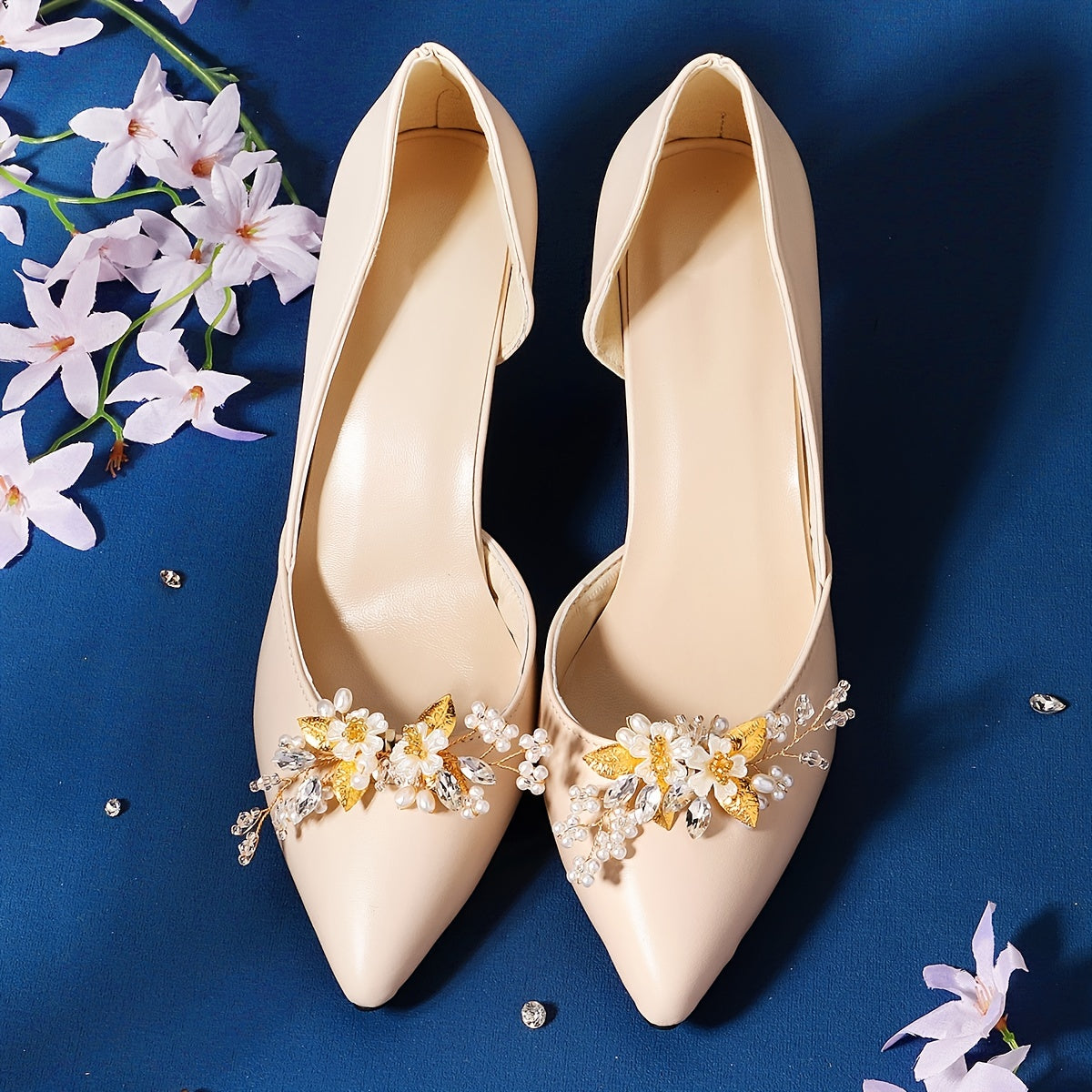 Crystal Faux Pearl Shoe Clips for Wedding Bride 1 Pair