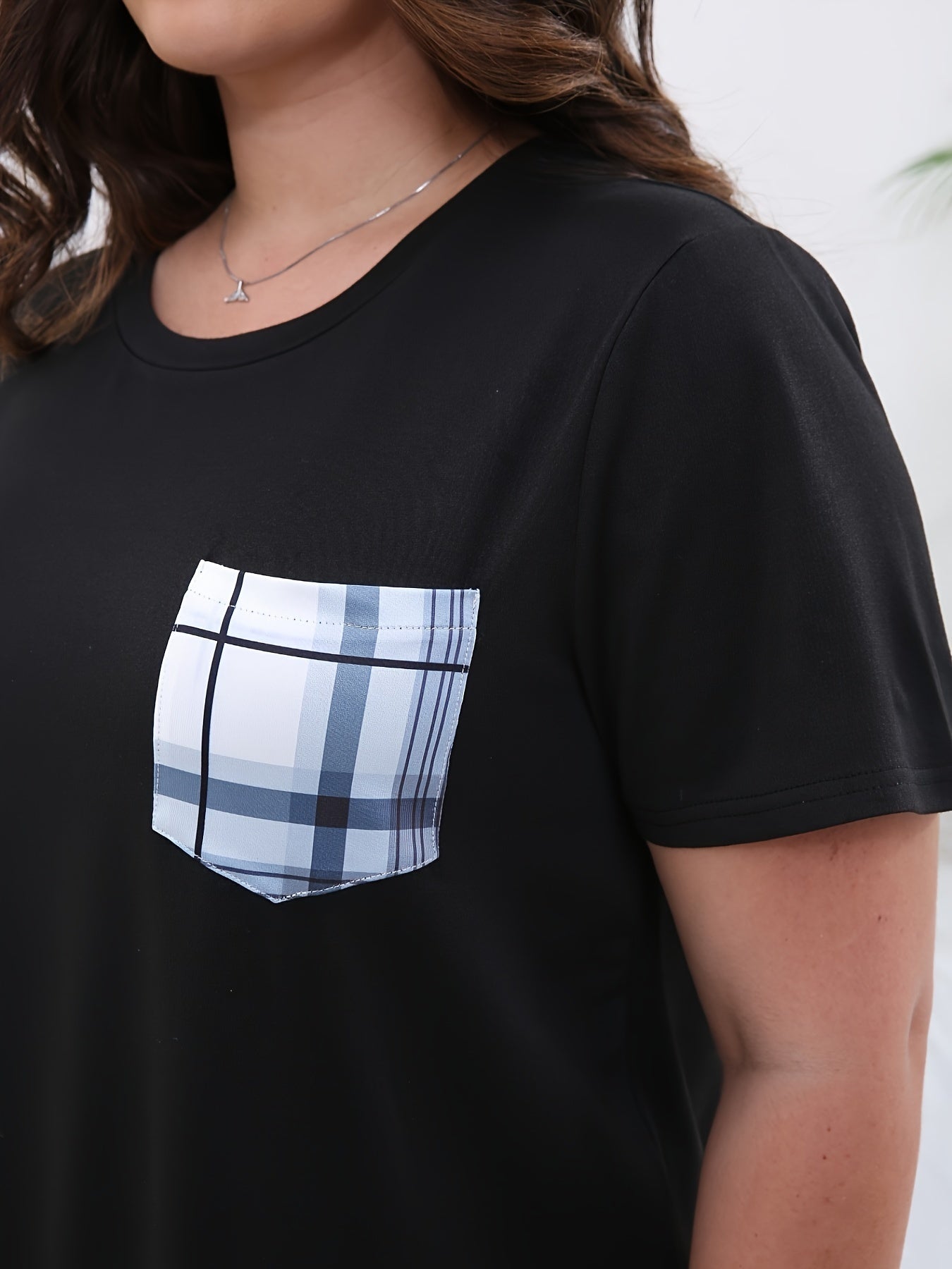 Plaid Print Tee & Pants Lounge Set - Women's Casual 2 Piece