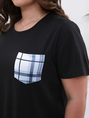 Plaid Print Tee & Pants Lounge Set - Women's Casual 2 Piece