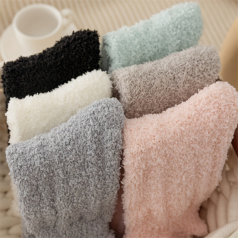 6 Pairs Fuzzy Socks Comfy & Warm Mid Tube Women's Stockings
