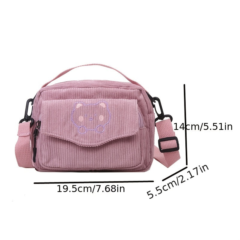 Embroidered Bear Crossbody Bag Shoulder + Purse