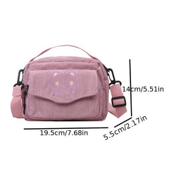 Embroidered Bear Crossbody Bag Shoulder + Purse