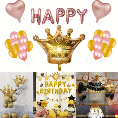 Mini Crown Foil Balloons Princess Prince Golden Air Ballon Wedding Birthday