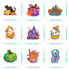 50pcs Kids Cartoon Doodle Halloween Stickers Great For Party Snacks Decorations