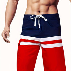 Quick Dry Block Drawstring Men's Swim Trunks Board Shorts