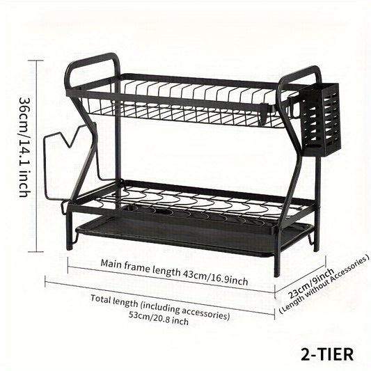 Multifunctional Double layer Bowl Dish Chopsticks Storage Rack