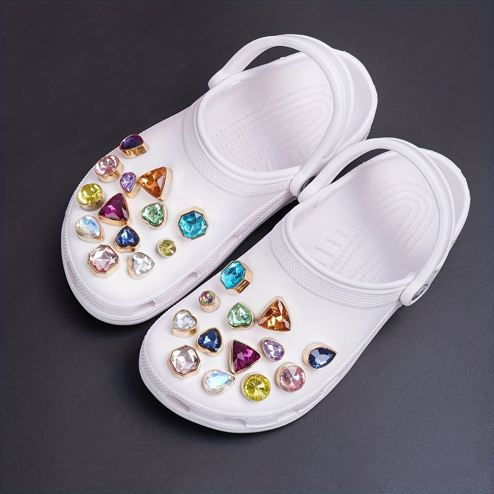 26 PCS Shoe Charms Buckles Colorful Crystal Diamond Rhinestones Decoration