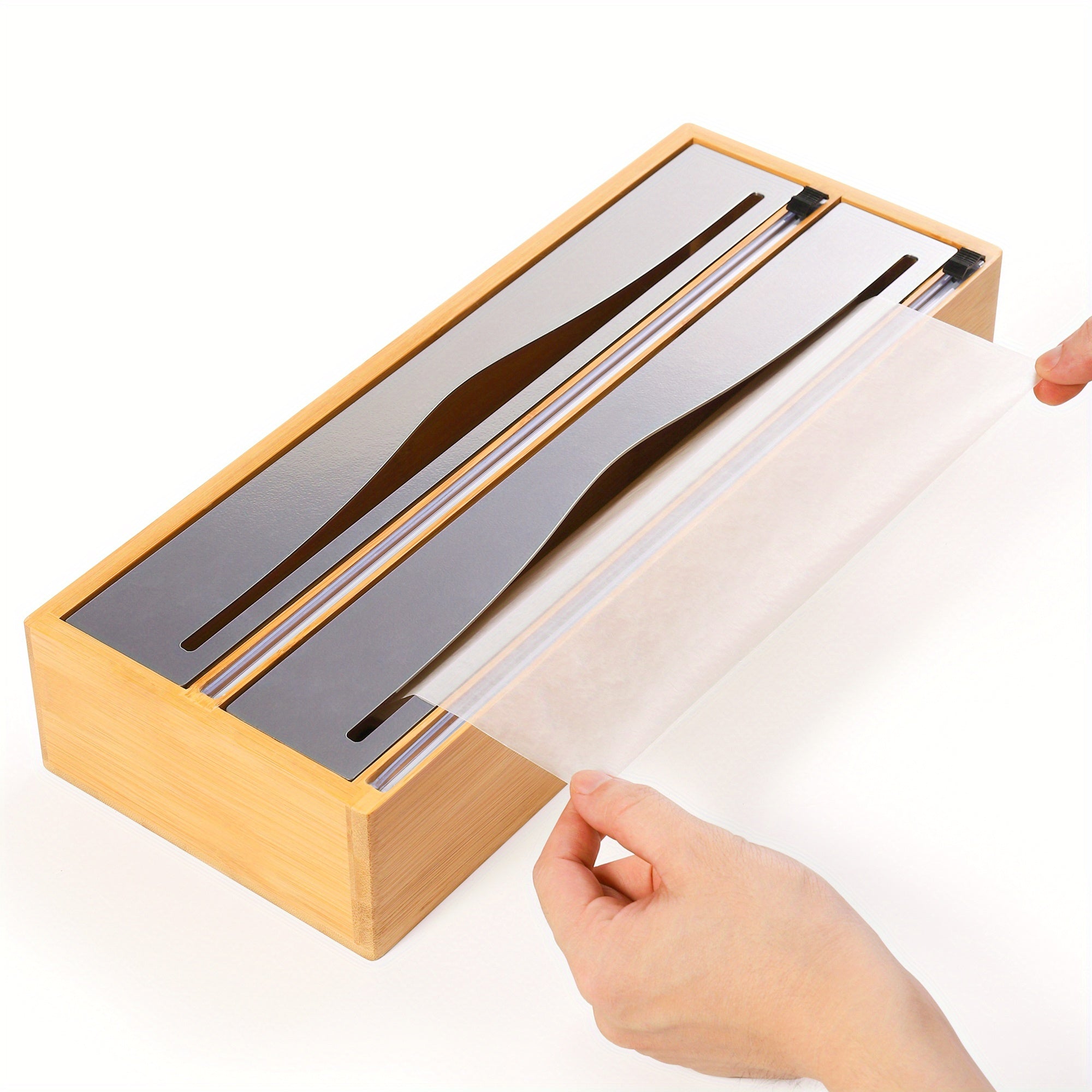 2-in-1 Foil & Plastic Wrap Organizer with Bamboo Holder