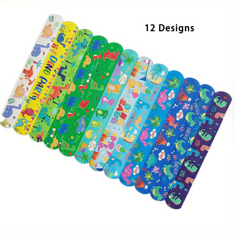 12pcs Dinosaur Slap Bracelets Kids Party Favors Boys Girls Birthday