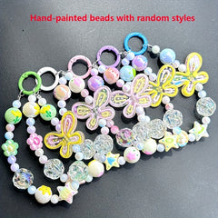 Butterfly Phone Chain Beaded Chain Car Keychain Earphone Bag Pendant