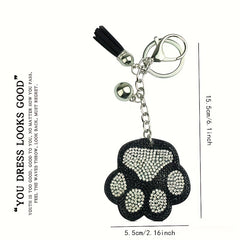 Cartoon Cat Claw Keychain with Rhinestones