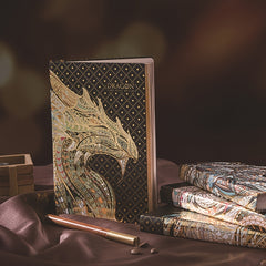 Vintage Embossed Dragon Faux Leather Journal 256 Pages Golden Foil Illustrations