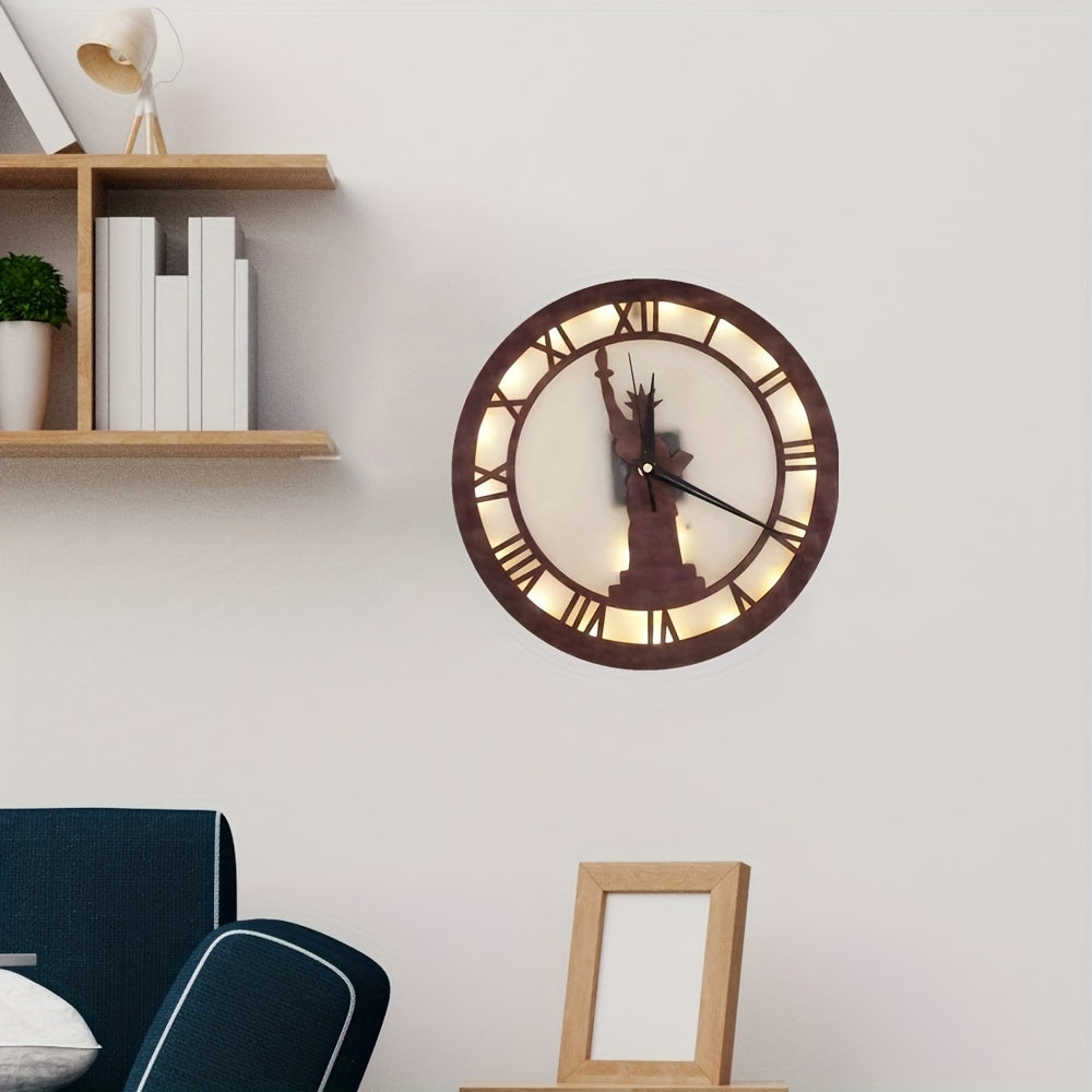 Voice Control Goddess Shape Wooden Clock LED Retro Wood Decor