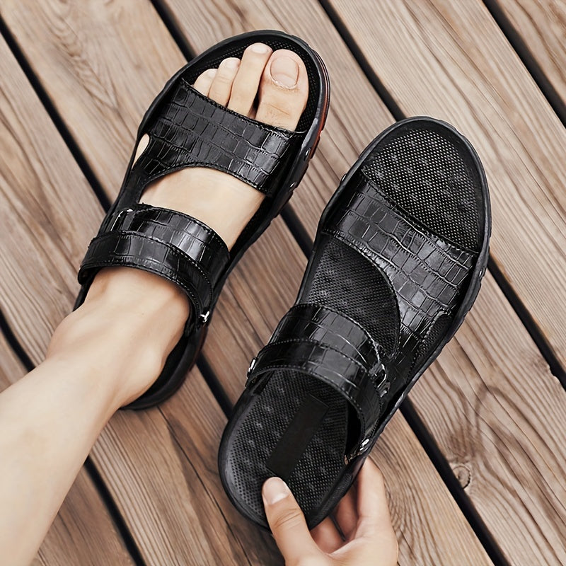 Men's Leather Slide Sandals Non Slip Quick Drying Comfortable