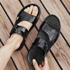 Men's Leather Slide Sandals Non Slip Quick Drying Comfortable