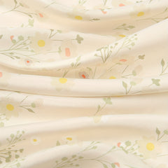Yellow Floral Print Neckerchief Classic Square Scarf Satin Bandana