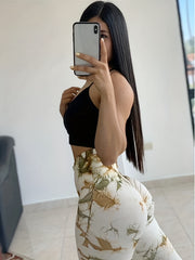 High Stretchy Tie Dye Camo Print Scrunch Butt Wideband Waist Sports Leggings