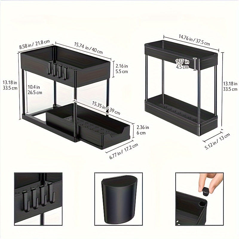 Kitchen Sink Shelf Under Counter Top Pull-out Storage Shelf