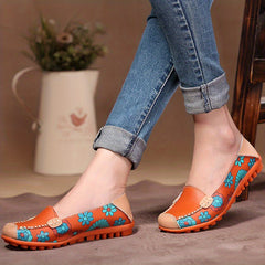 Women's Floral Print Loafers Lightweight Slip-On Shoes