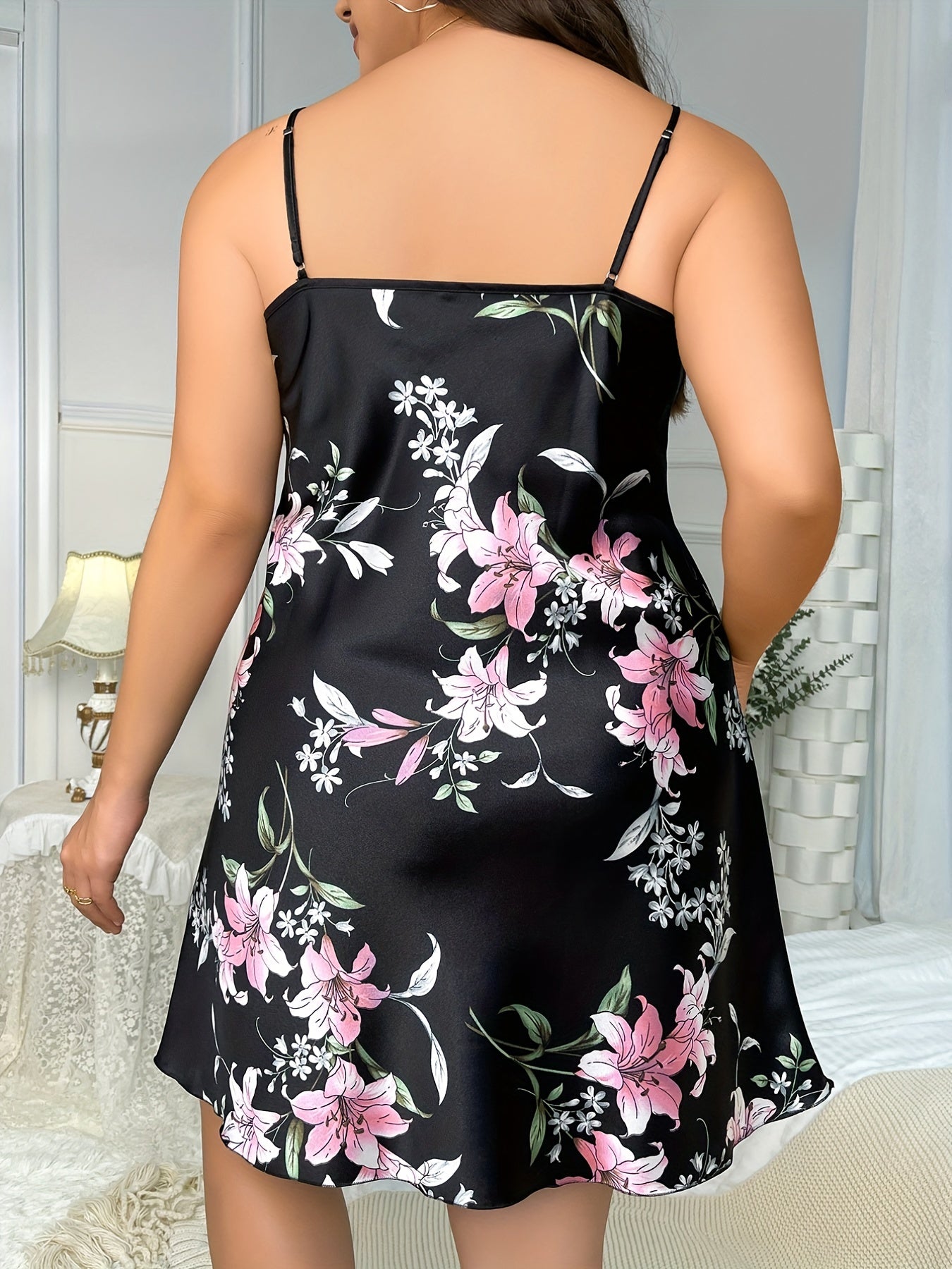 Floral Print V Neck Nightdress