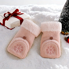 Half Finger Gloves Winter Coldproof Cartoon Gloves Outdoor Sports Gloves
