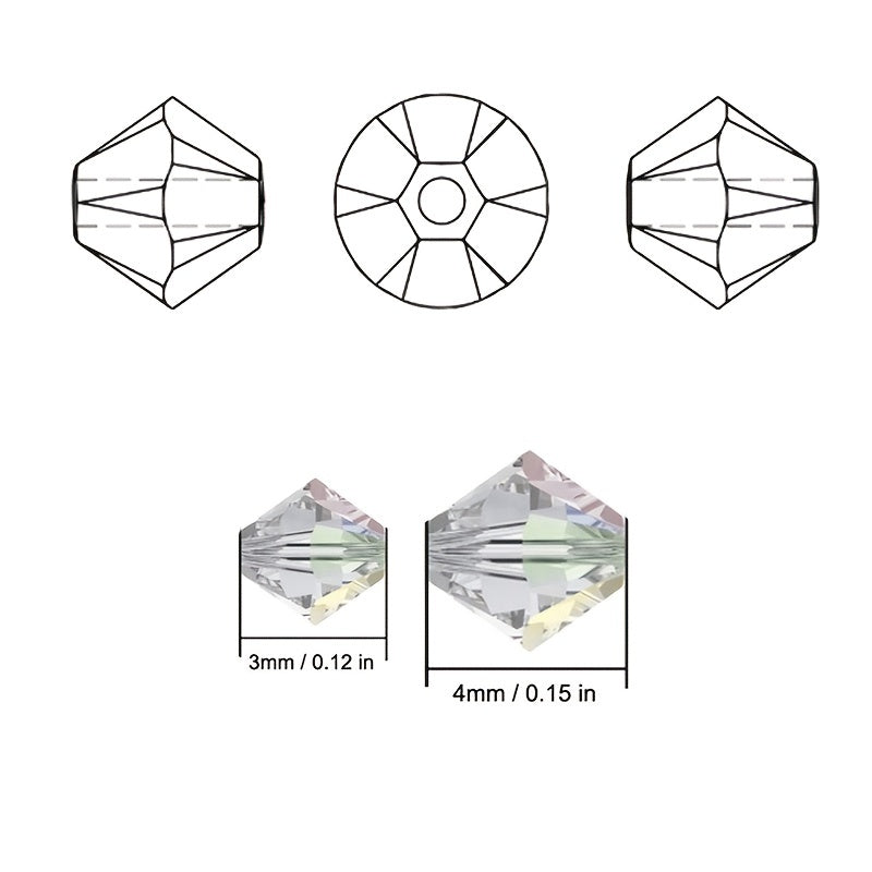 Glass Crystal Bicone Shaped Beads for DIY Bracelet Earring Making