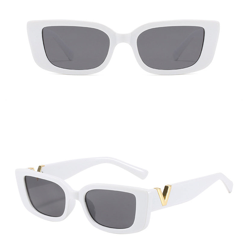 Rectangle Cat Eye Thin Sunglasses for Women 90s Y2K Vintage