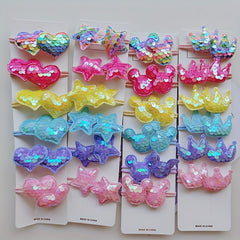 12pcs Sequins Love Star Crown Hair Clips & Headwear Set