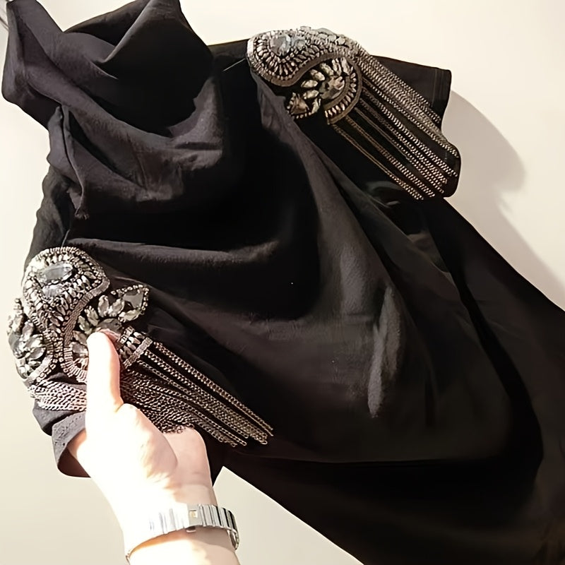 Exaggerated Crystal Epaulettes Dresses Clothing Accessories