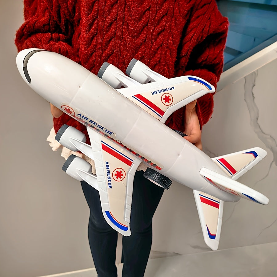 Large Air Rescue Toy Airplane with Red Accents - Perfect Gift for Boys & Girls