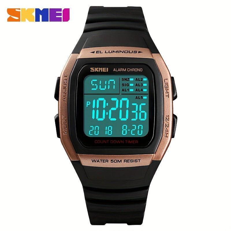 Unisex LED Luminous Sporty Style Square Wrist Watch