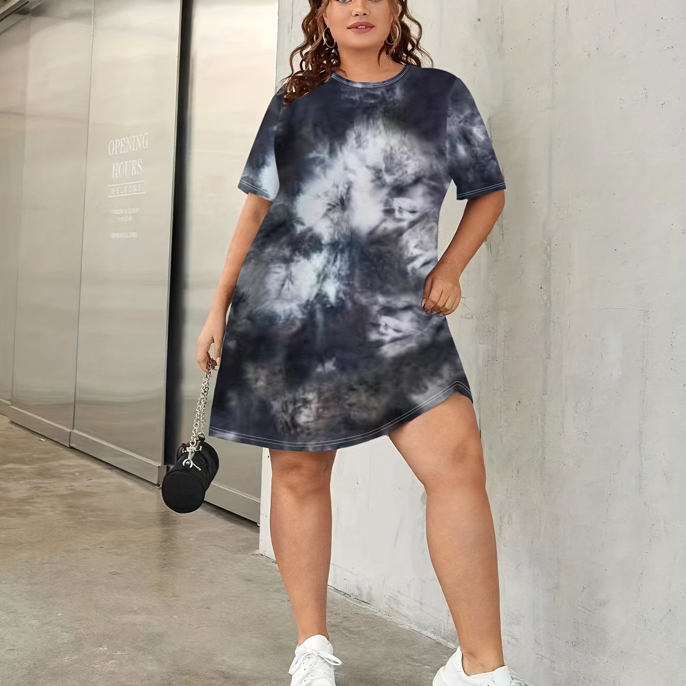 Tie Dye Print Short Sleeve T-shirt Dress