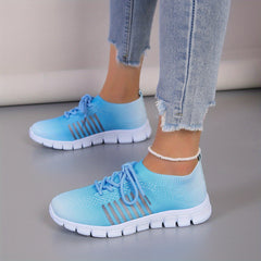 Women's Gradient Mesh Running Shoes Comfortable Lace Up Low Cut Sneakers