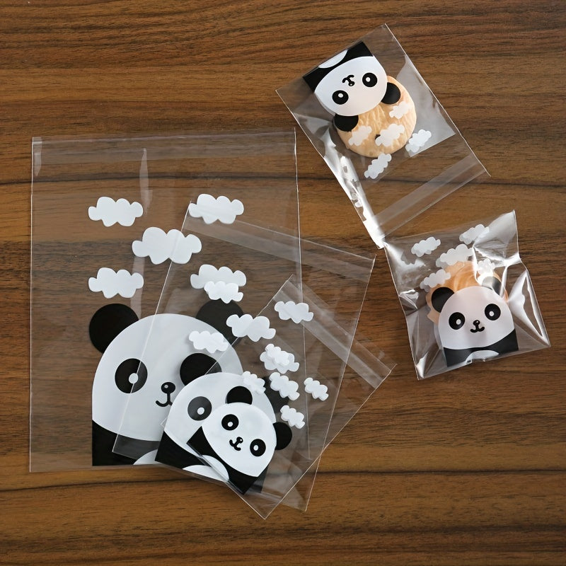 100pcs Panda Pattern Macaroon Bags Cartoon Bags Self Adhesive Cookie Bag