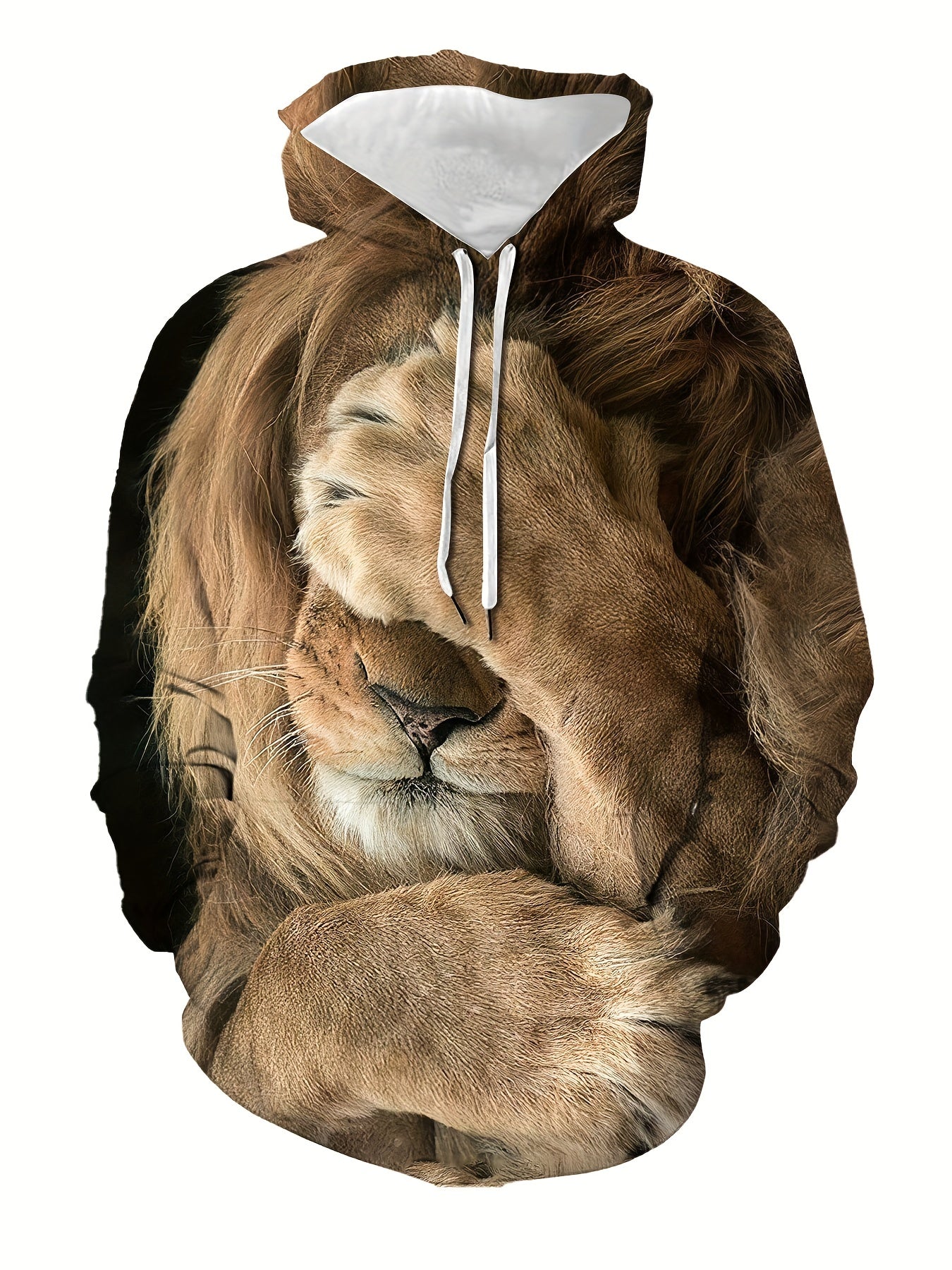 Lion 3D Print Sports Hoodie Men's Casual Pullover Hooded Sweatshirt