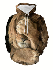 Lion 3D Print Sports Hoodie Men's Casual Pullover Hooded Sweatshirt