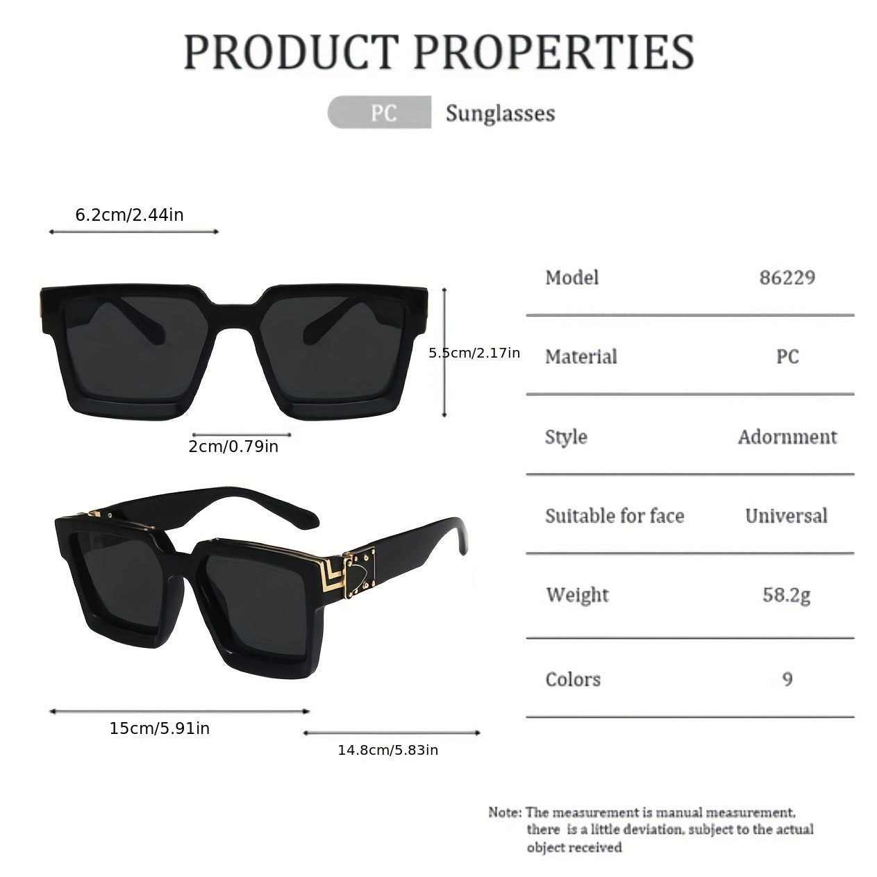 Men's Square Retro Punk Rock Hip Hop Sunglasses