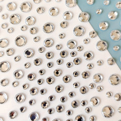 1pc Round Dot Rhinestone Stickers Transparent Crystal Gemstone Self Adhesive
